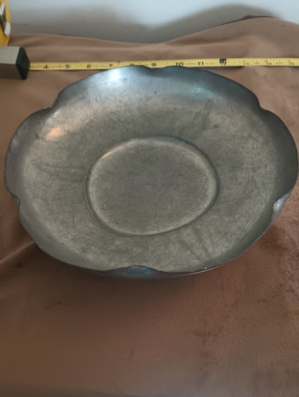 Vintage Royal Holland Pewter scalloped bowl by K.M.D. Tiel 1950s 60s